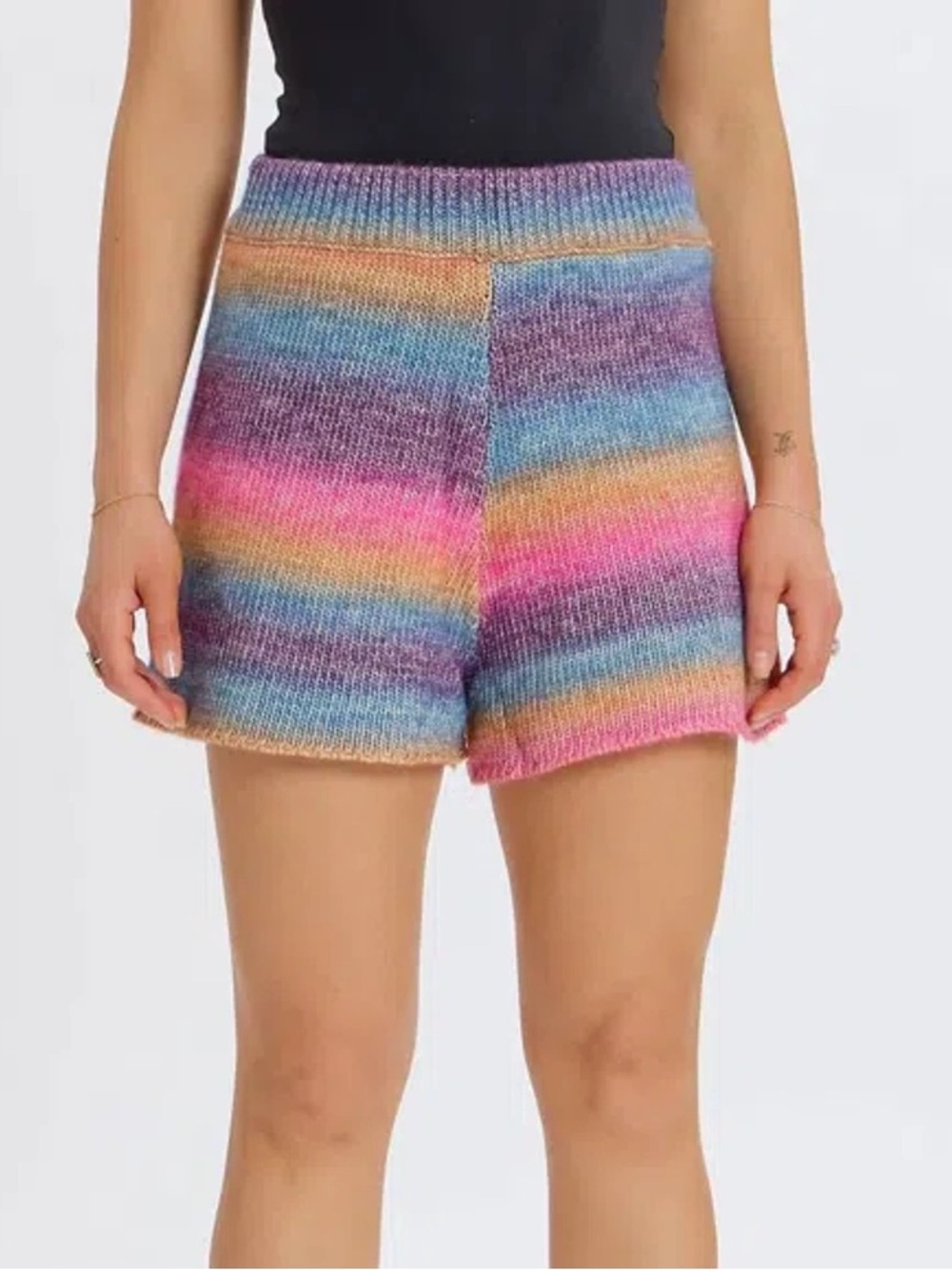 Something Navy Poppy Ombré Knit Rainbow Stripe Women’s Shorts